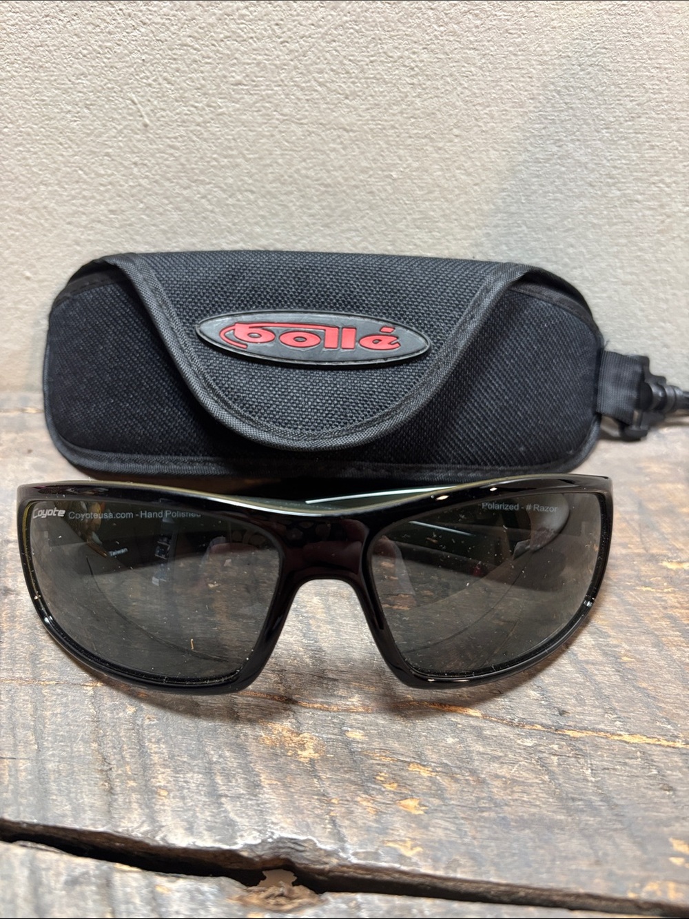 Coyote Polarized Black Olive green Sunglasses with Bolle case